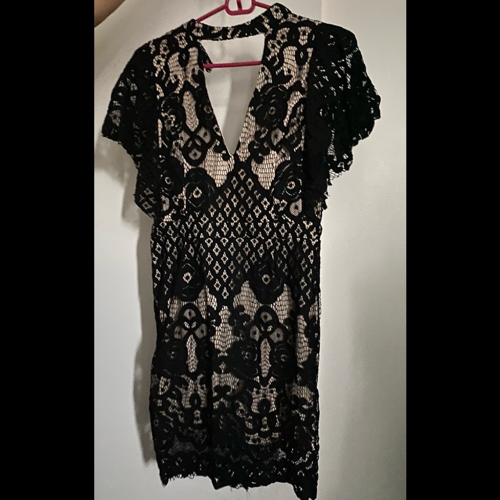 Black lace mini dress